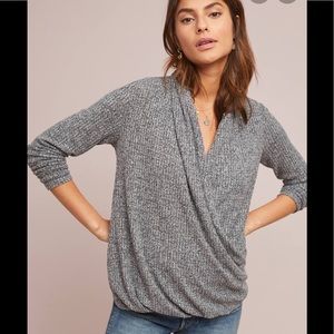 Gray Anthropologie Woodruff top